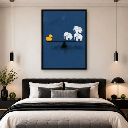 Yellow Duck and White Elephants Shelf Wall Art 4