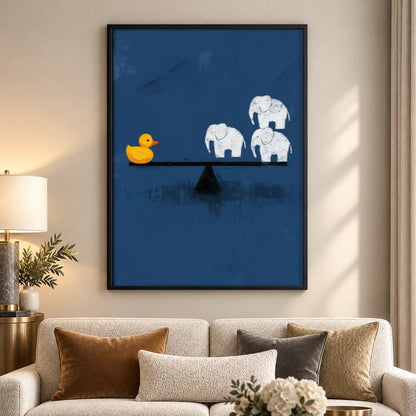 Yellow Duck and White Elephants Shelf Wall Art 5