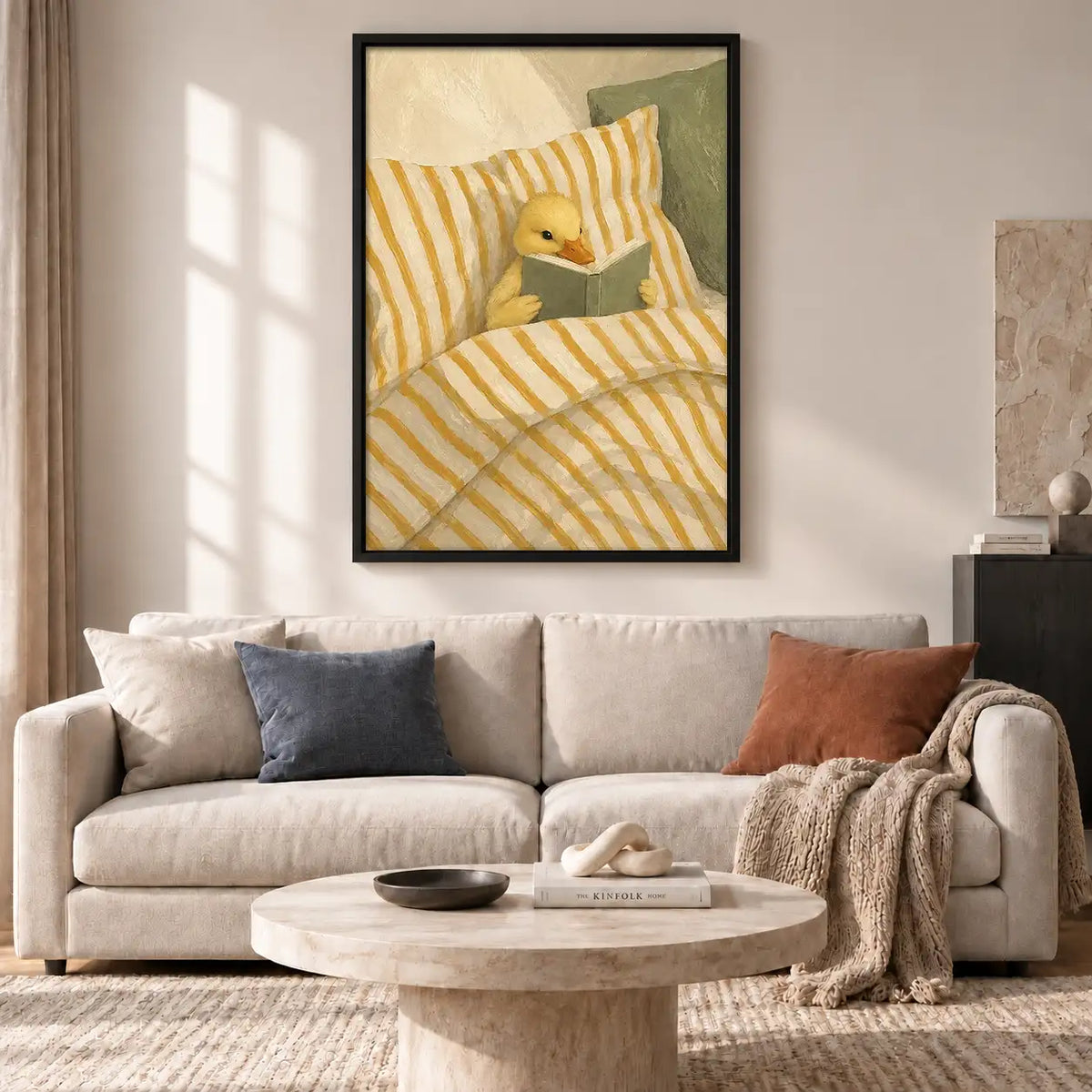 Yellow Duck Reading in Striped Bed Wall Art 2