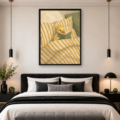 Yellow Duck Reading in Striped Bed Wall Art 4