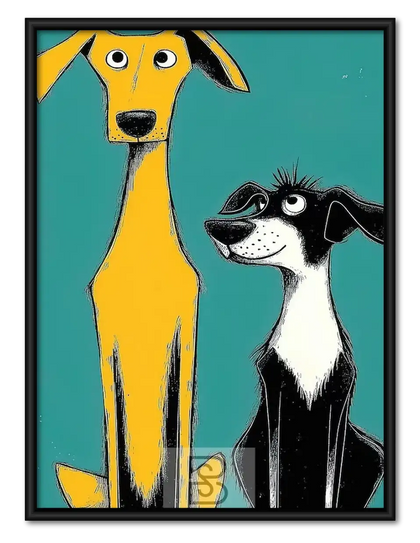 Yellow Greyhound and Black Dog Duo Wall Art