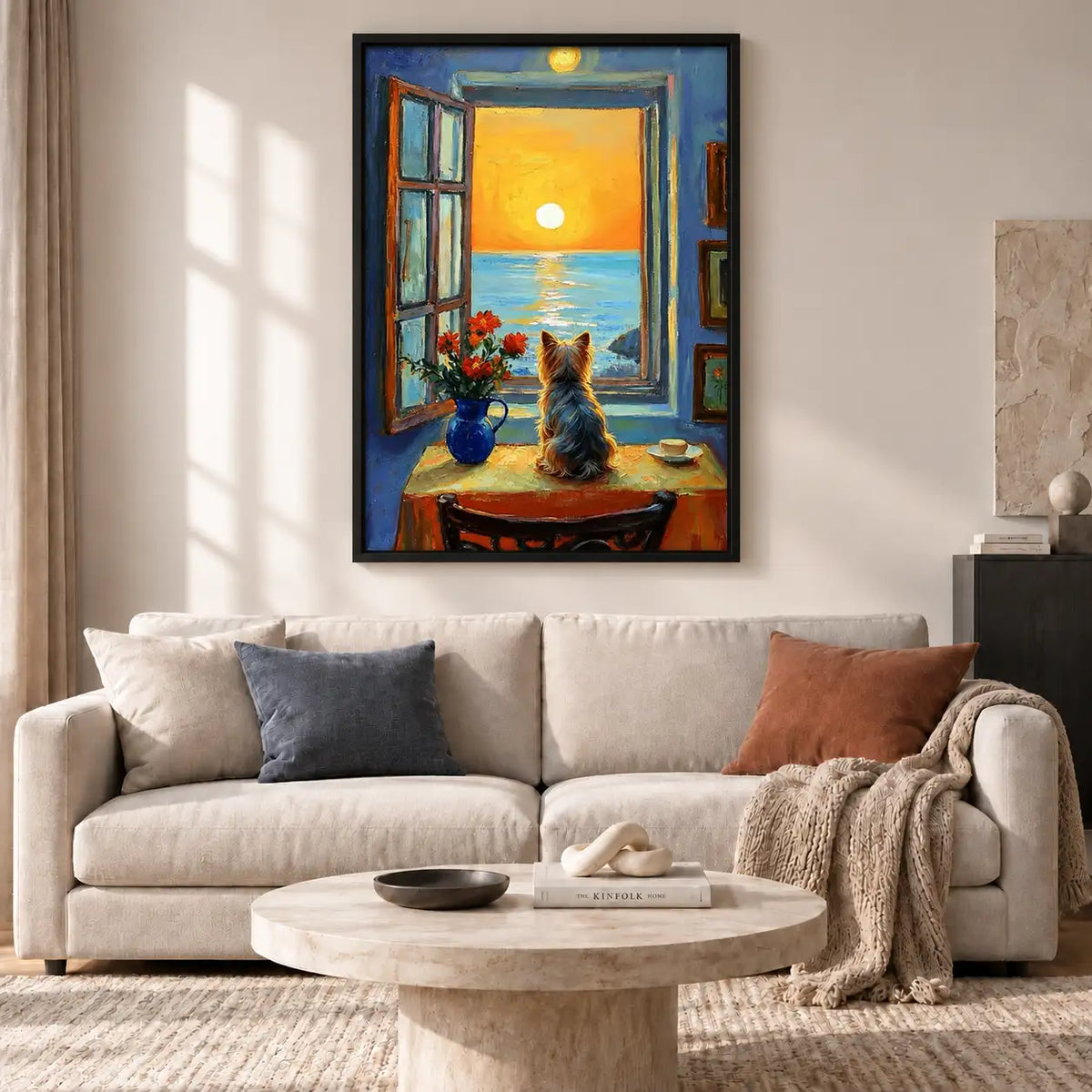 Yorkshire Terrier Watching Sunset by Window Wall Art 2