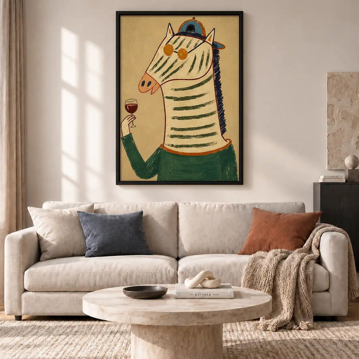 Zebra Drinking Wine Portrait Wall Art 2