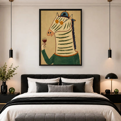 Zebra Drinking Wine Portrait Wall Art 4