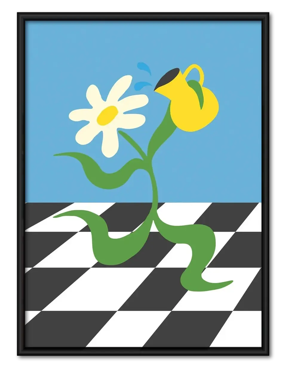 Minimal Flower Vase Checkerboard Wall Art 1