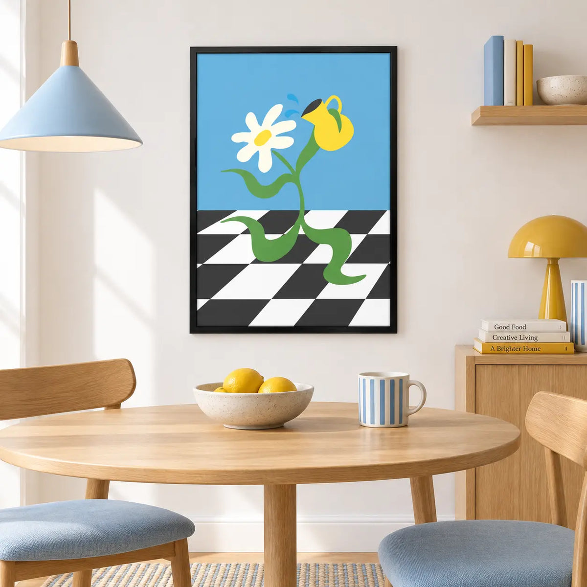 Minimal Flower Vase Checkerboard Wall Art 5
