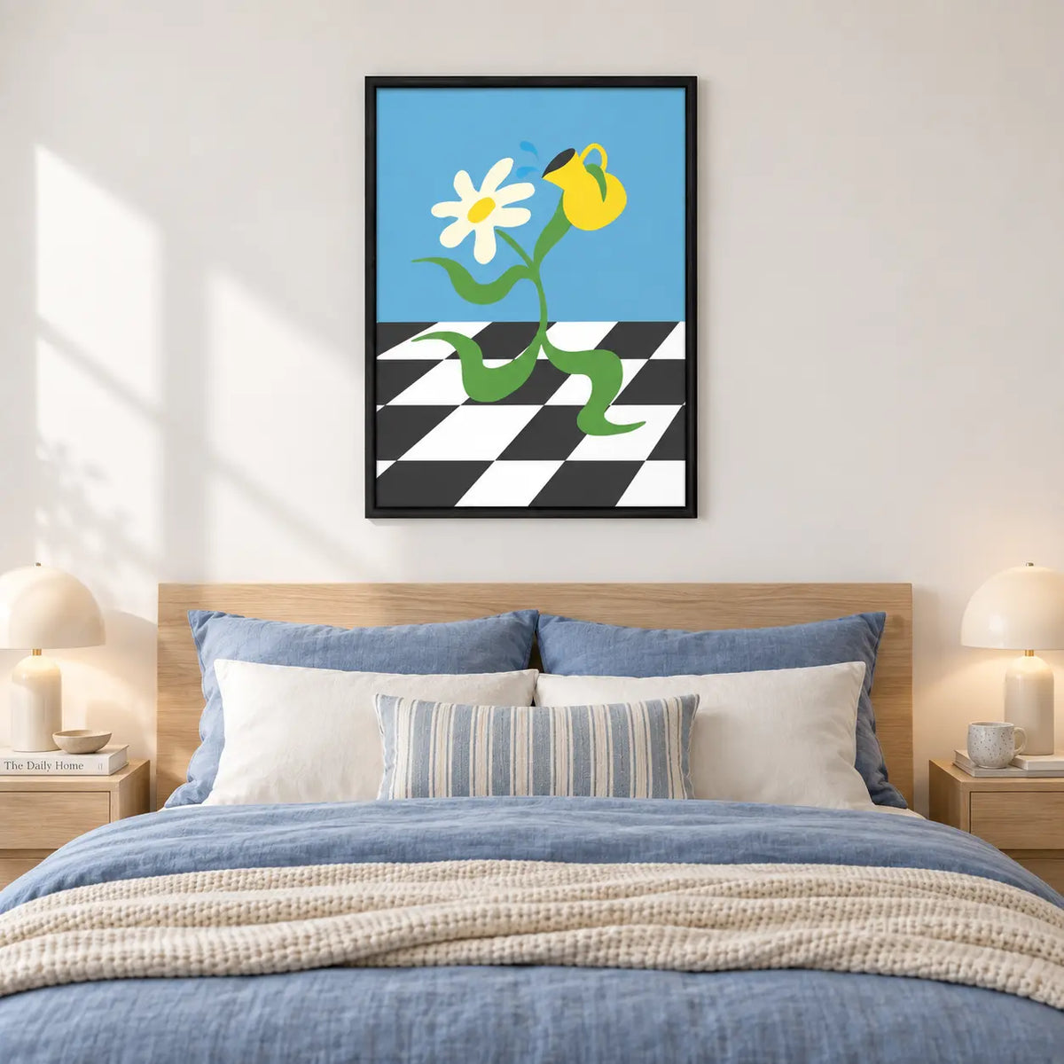 Minimal Flower Vase Checkerboard Wall Art 6