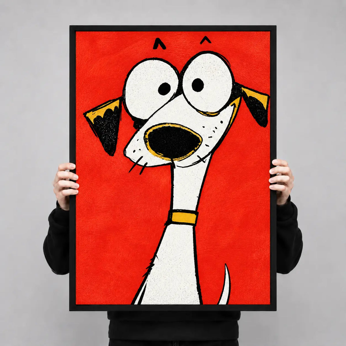 Mini Cartoon Dog in Tiny Gold Frame