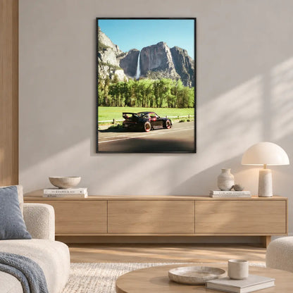 Sports Car Mountain Waterfall Landscape Wall Art 2
