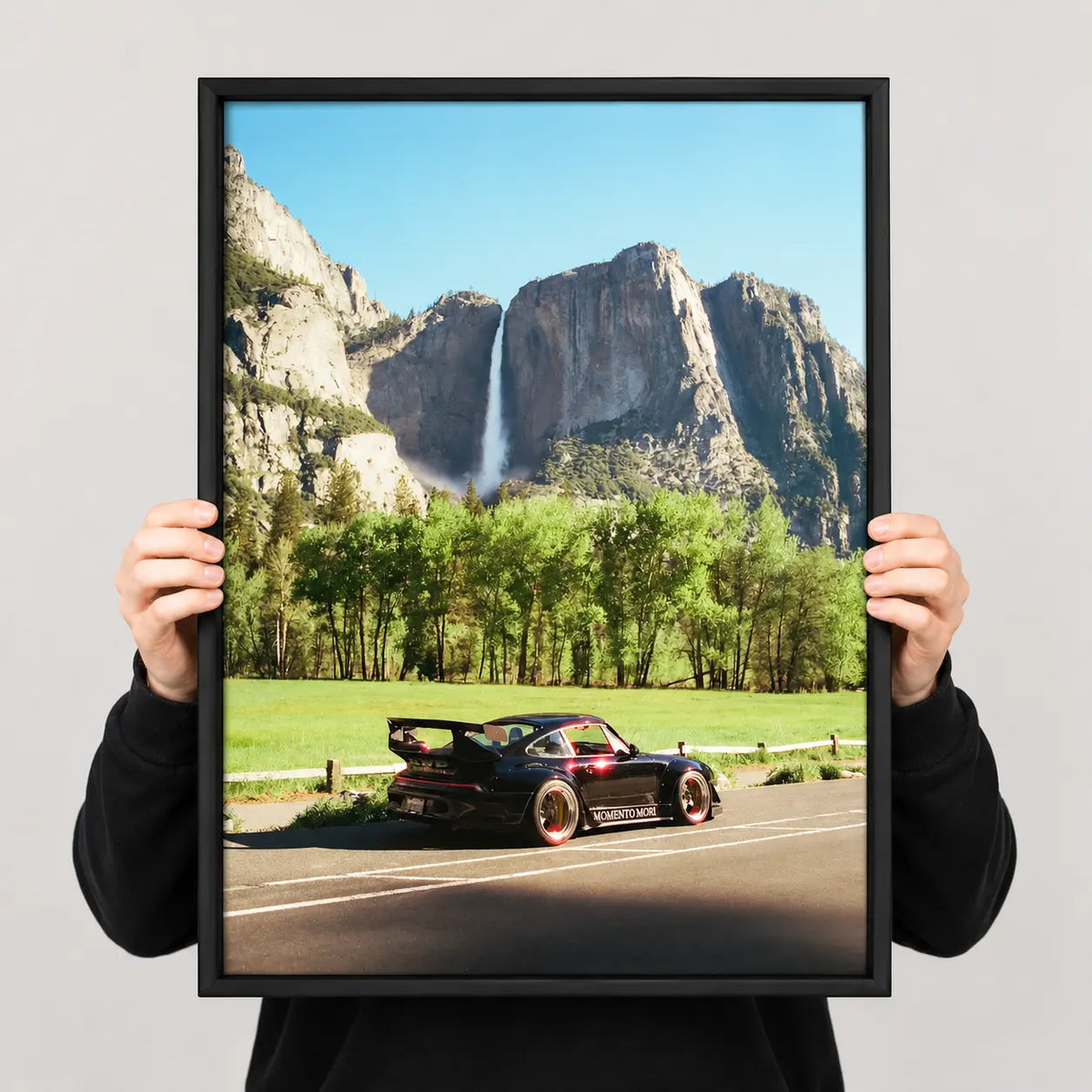 Sports Car Mountain Waterfall Landscape Wall Art 3