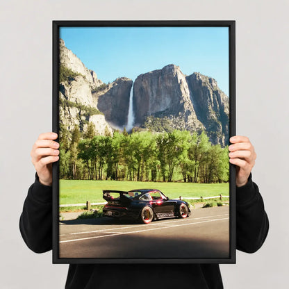 Sports Car Mountain Waterfall Landscape Wall Art 3