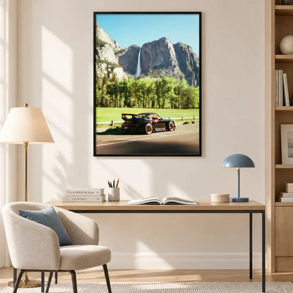 Sports Car Mountain Waterfall Landscape Wall Art 5