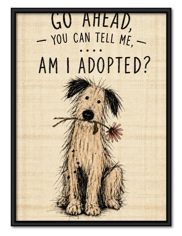 Am I Adopted Scruffy Dog Wall Art