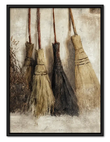 Antique Witch Broom Collection Wall Art