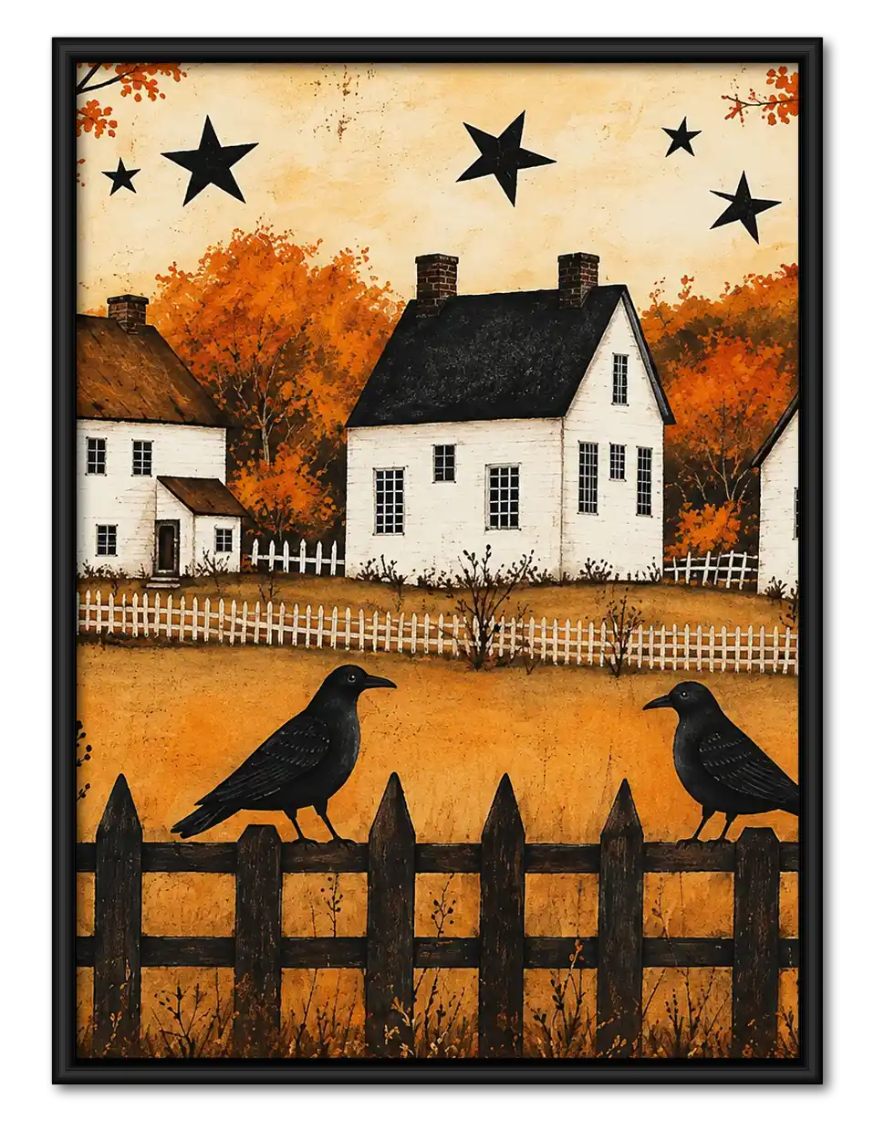 Autumn Cottage Crows Wall Art 1