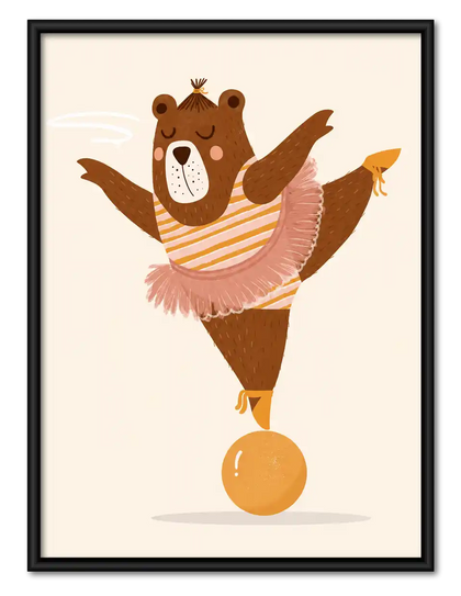 Ballerina Bear On Ball Wall Art