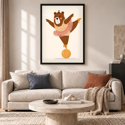 Ballerina Bear On Ball Wall Art 2
