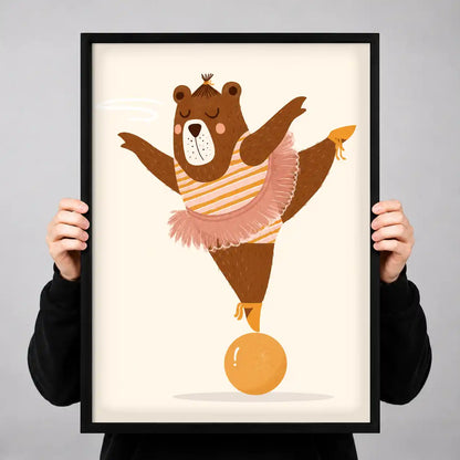 Ballerina Bear On Ball Wall Art 3