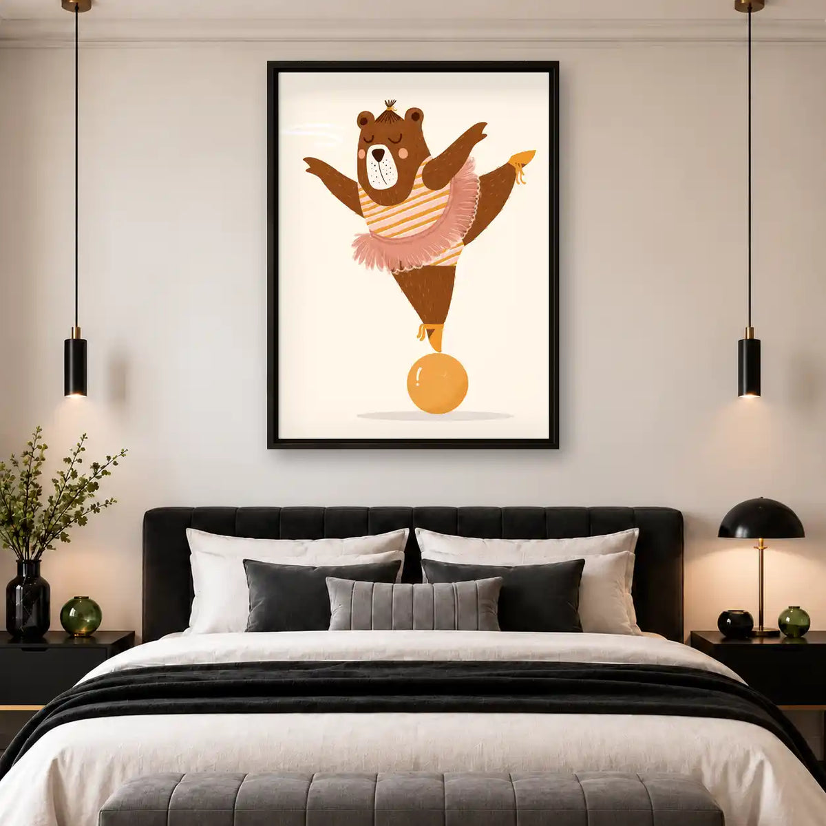 Ballerina Bear On Ball Wall Art 4