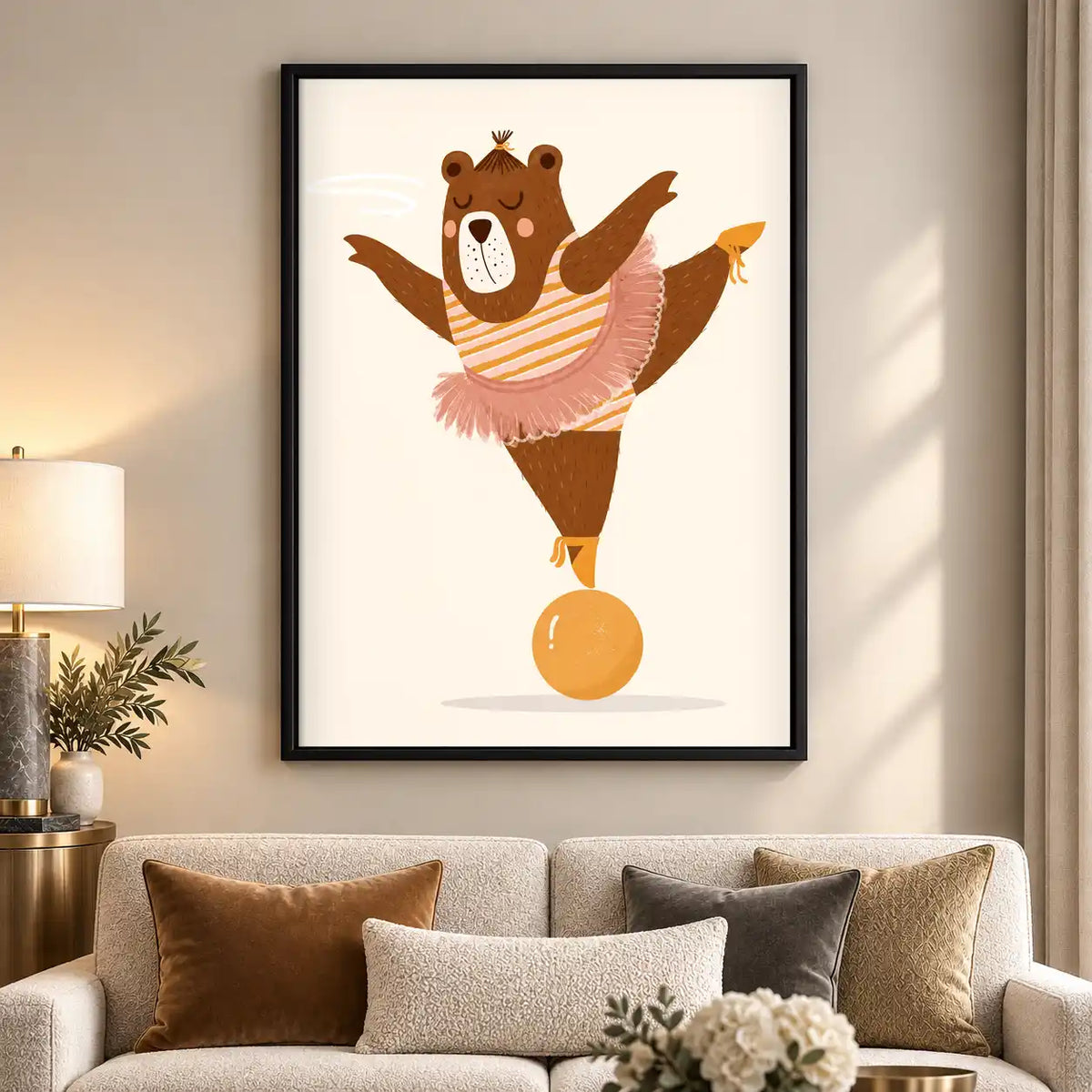 Ballerina Bear On Ball Wall Art 5