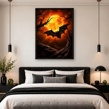 Bat Before Amber Moon Wall Art 4