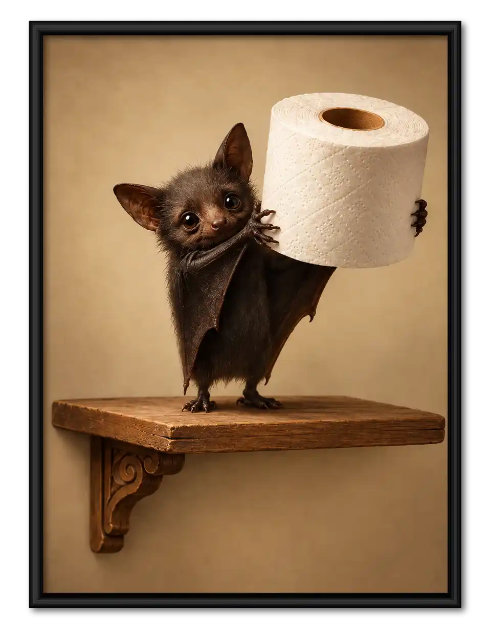 Bat Holding Toilet Paper Wall Art 1