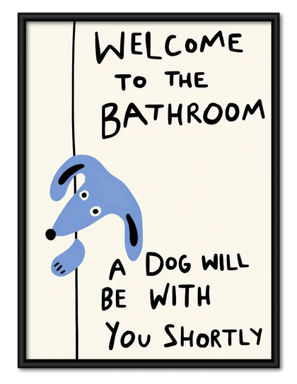 Bathroom Blue Dog Reminder Wall Art