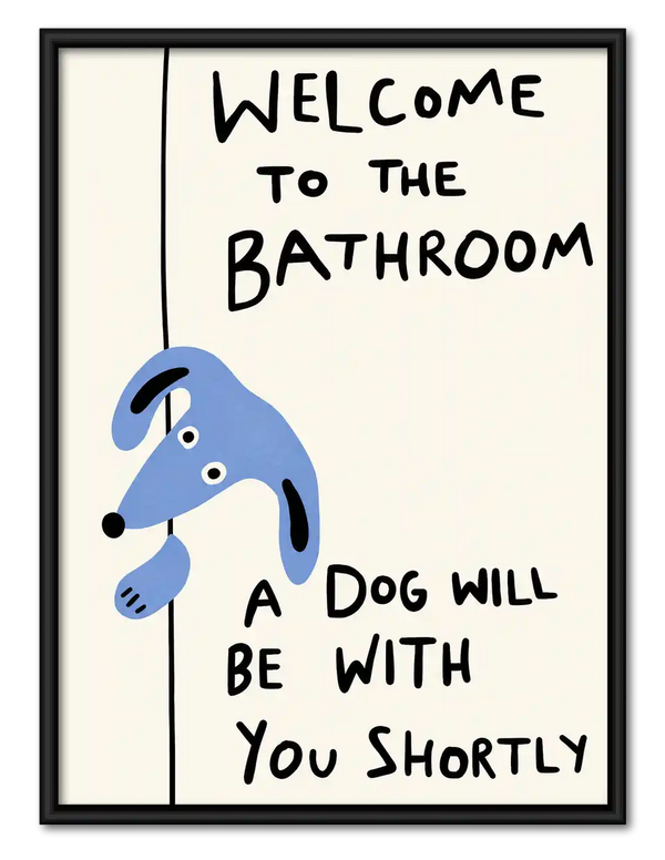 Bathroom Blue Dog Reminder Wall Art