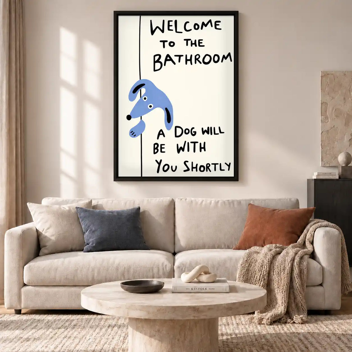 Bathroom Blue Dog Reminder Wall Art 2