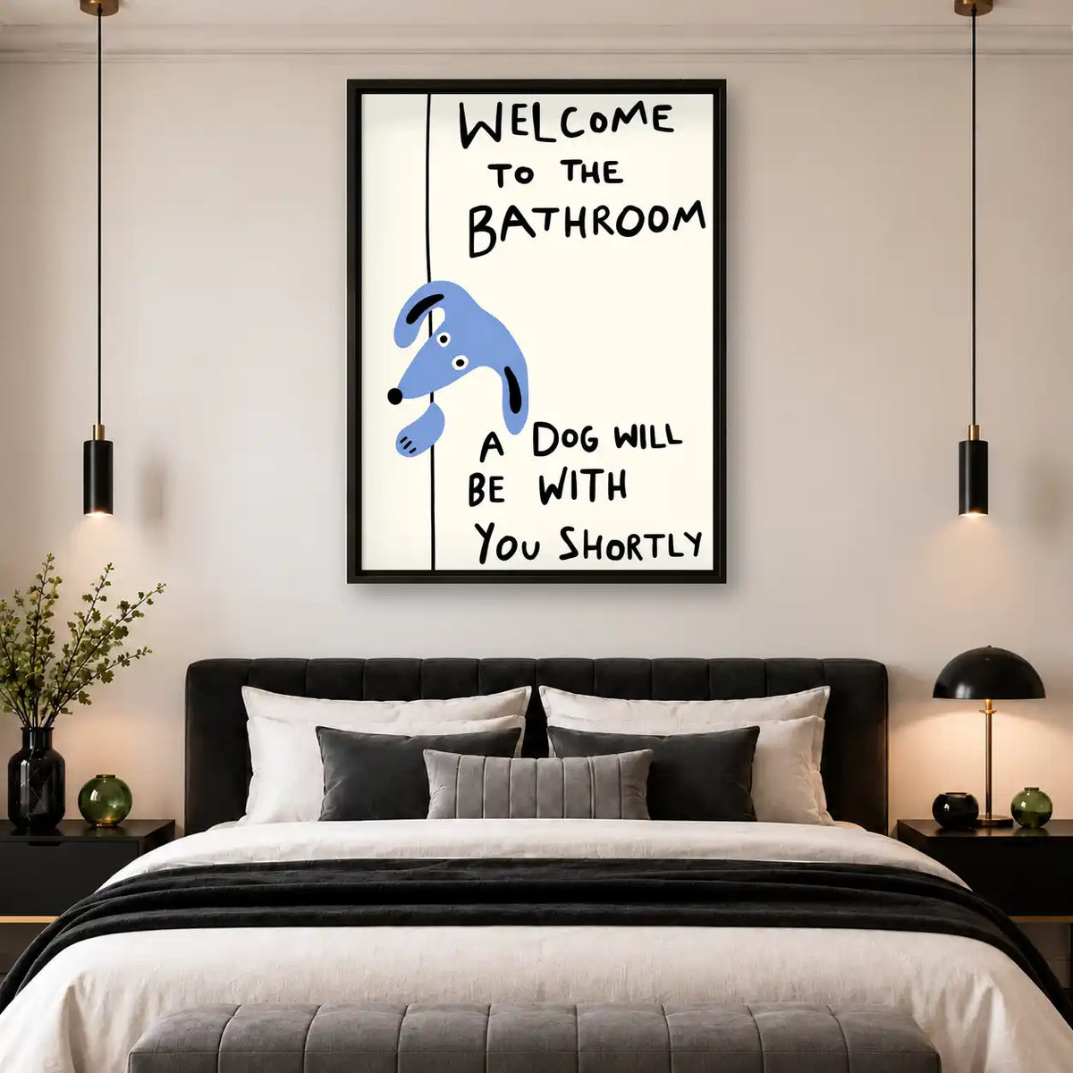 Bathroom Blue Dog Reminder Wall Art 4