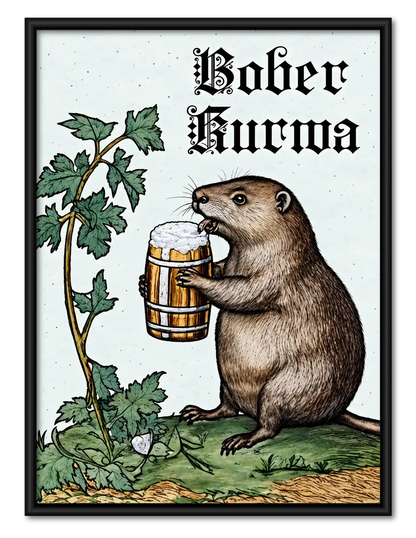 Beer Drinking Beaver Wall Art 1