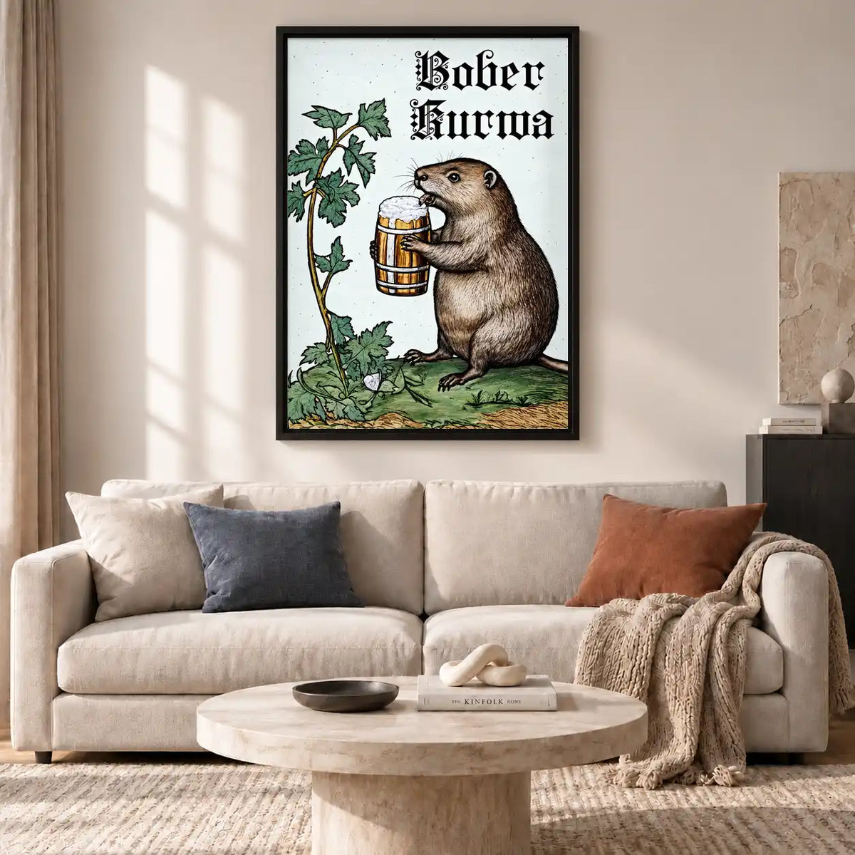 Beer Drinking Beaver Wall Art 2