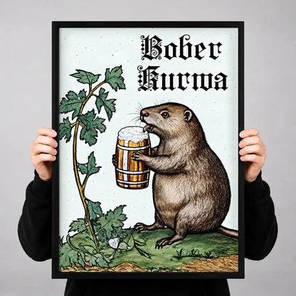 Beer Drinking Beaver Wall Art 3