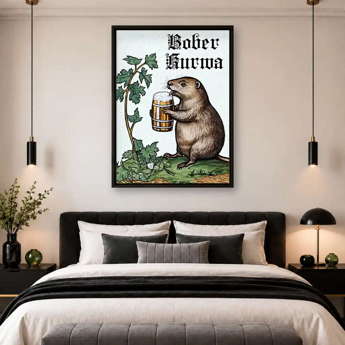 Beer Drinking Beaver Wall Art 4