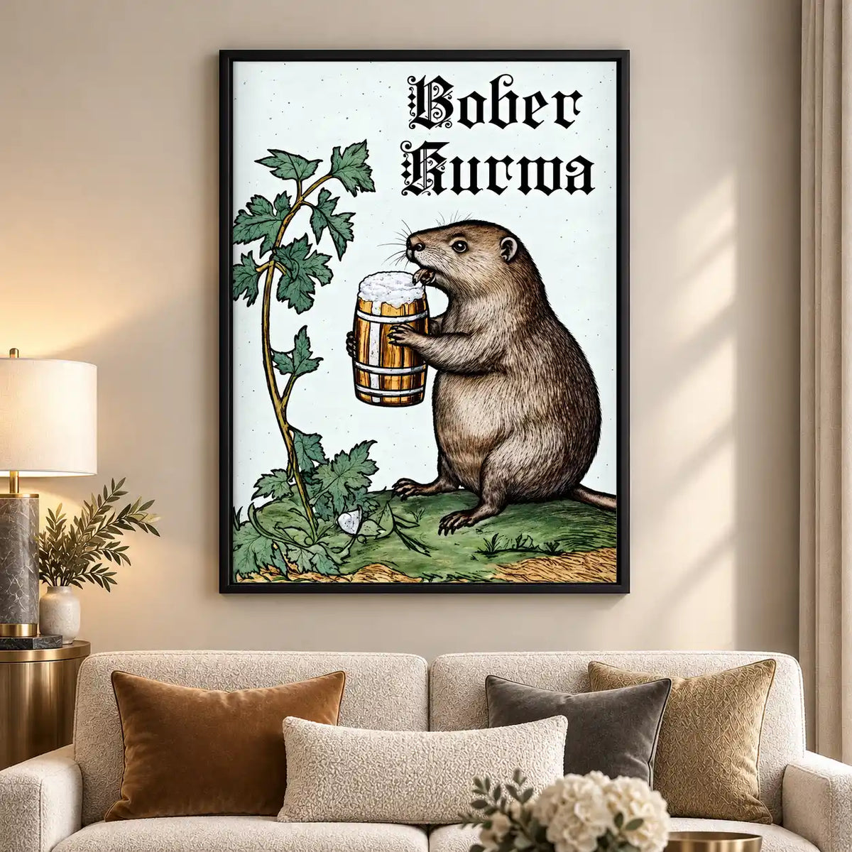Beer Drinking Beaver Wall Art 5