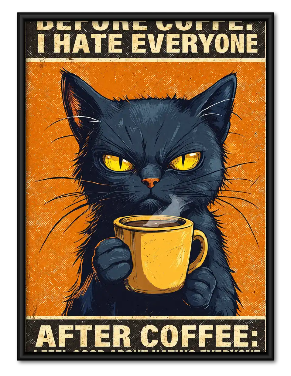 Before And After Coffee Cat Wall Art 1
