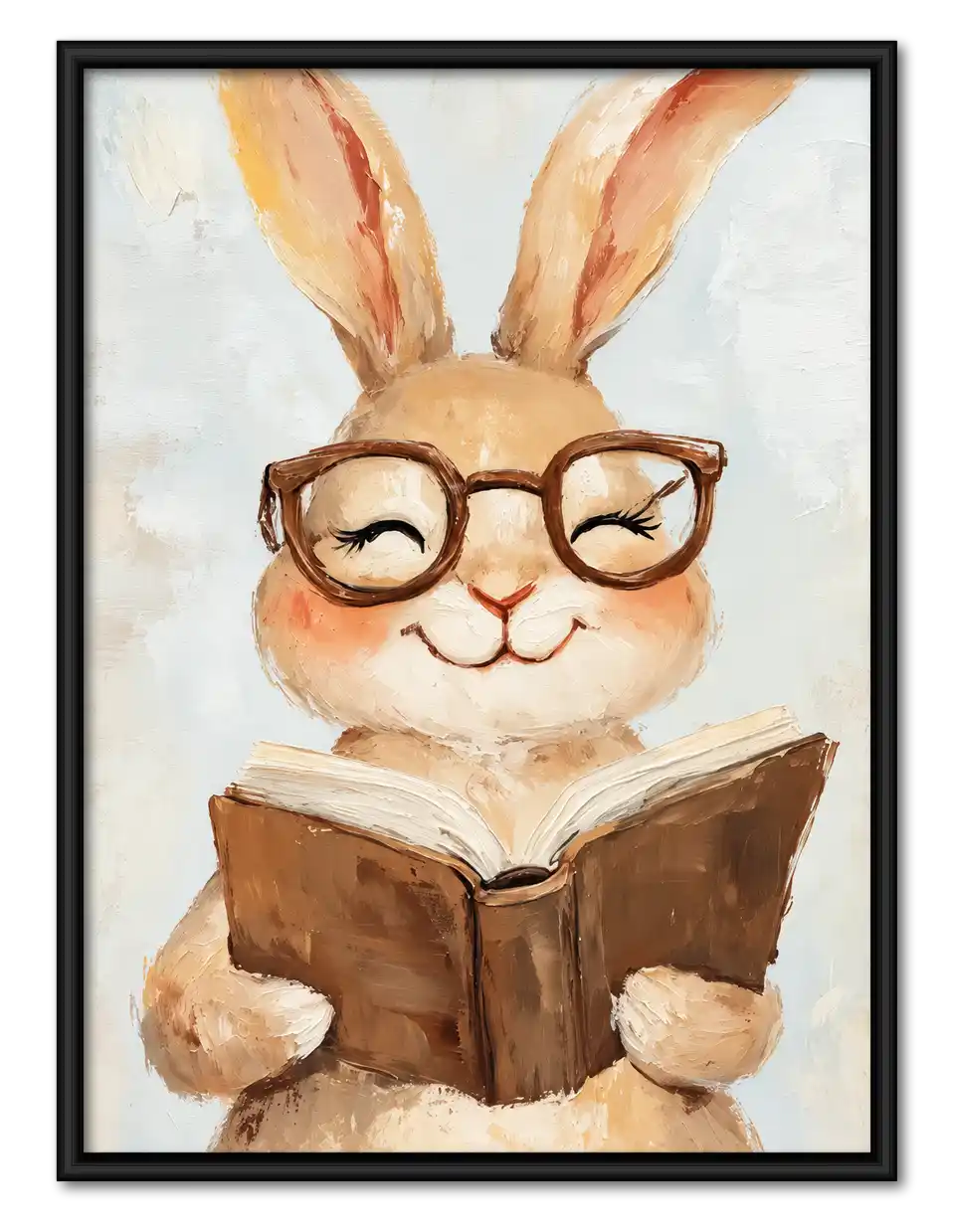 Bespectacled Rabbit Reading Wall Art 1