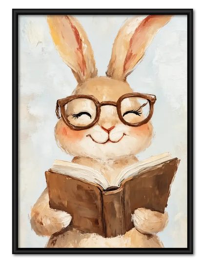 Bespectacled Rabbit Reading Wall Art