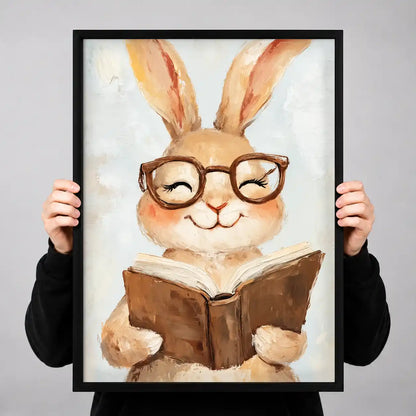 Bespectacled Rabbit Reading Wall Art 3