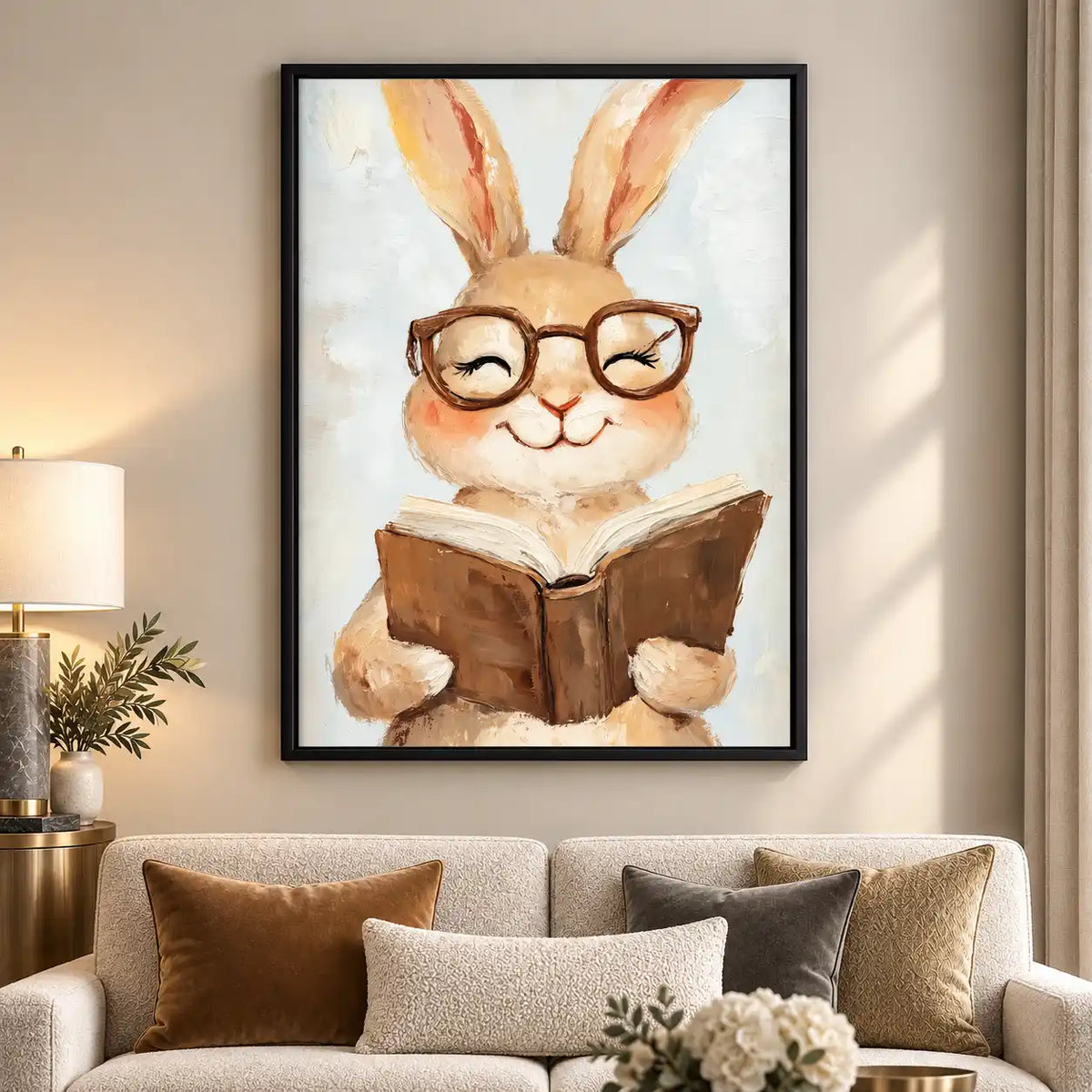 Bespectacled Rabbit Reading Wall Art 5