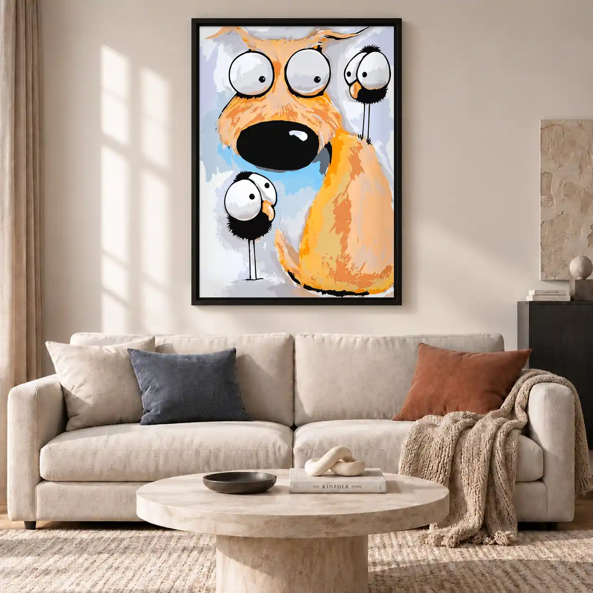 Big Eyed Dog And Birds Wall Art 2