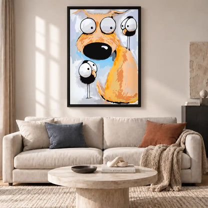 Big Eyed Dog And Birds Wall Art 2