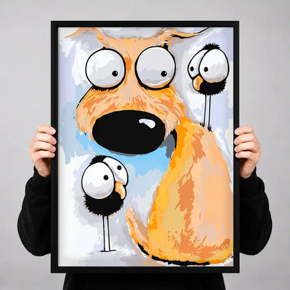 Big Eyed Dog And Birds Wall Art 3