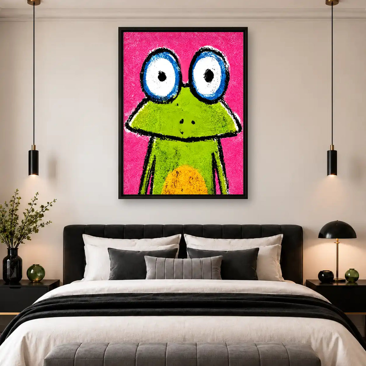 Big Eyed Green Frog Wall Art 4
