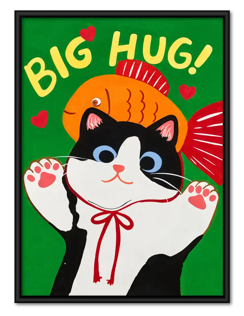 Big Hug Cat And Goldfish Wall Art 1