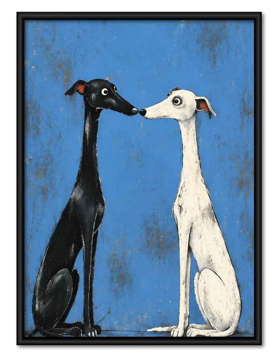 Black And White Greyhound Kiss Wall Art 1