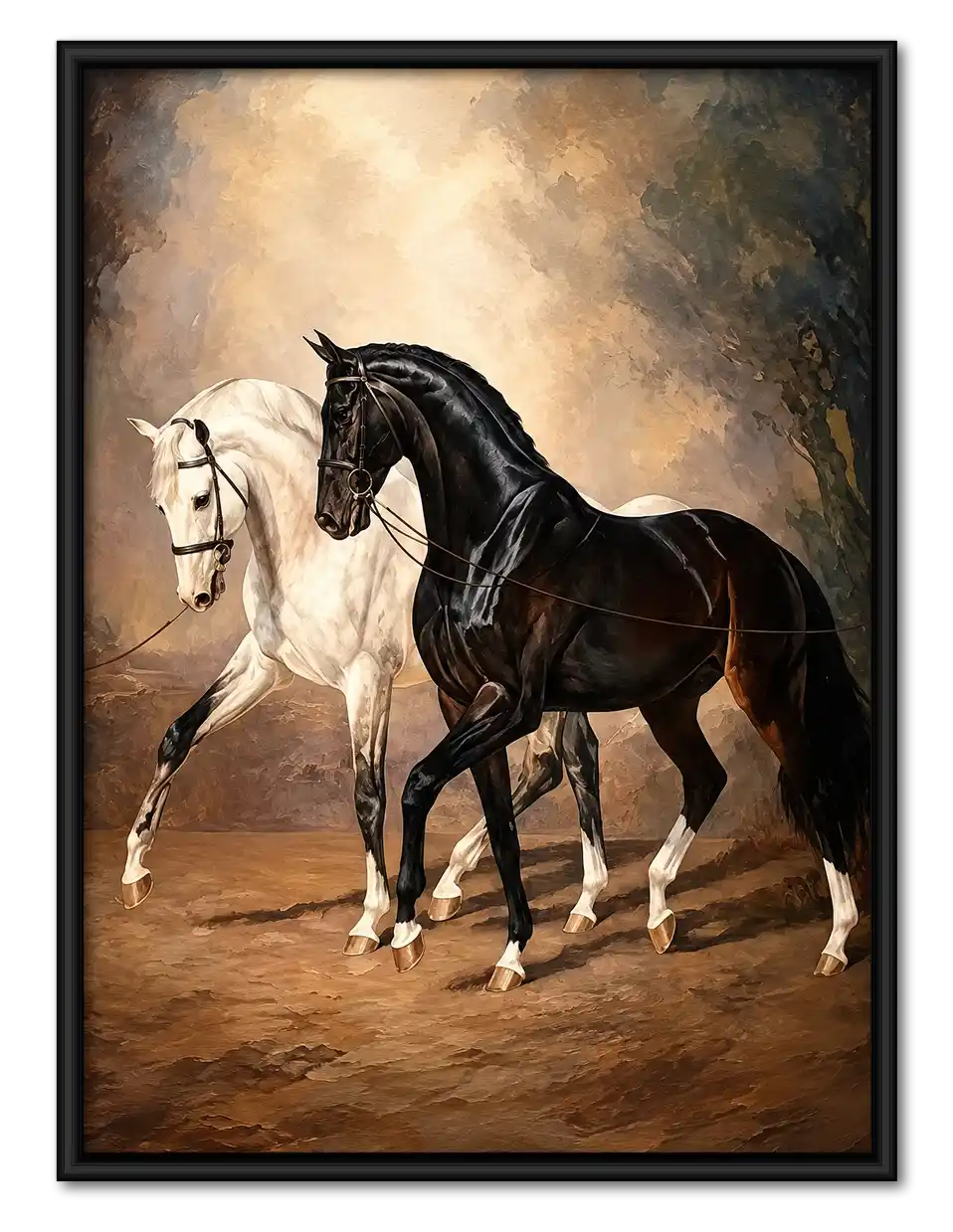 Black And White Horse Duo Wall Art 1