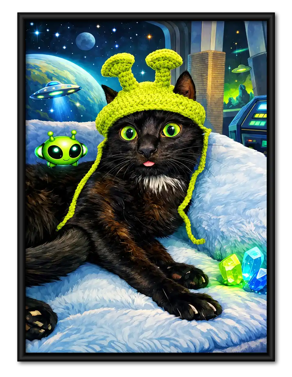 Black Cat Alien Encounter Wall Art 1