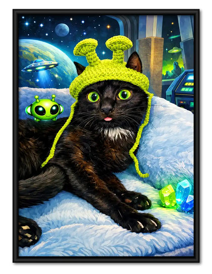 Black Cat Alien Encounter Wall Art