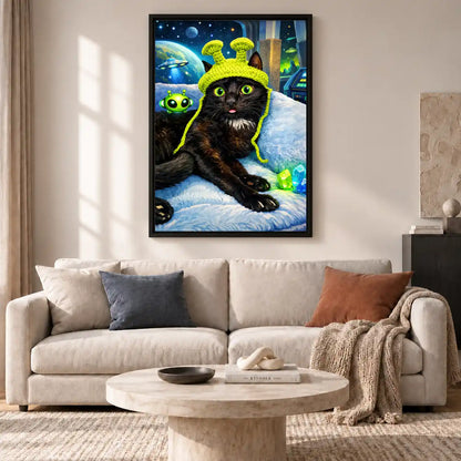 Black Cat Alien Encounter Wall Art 2